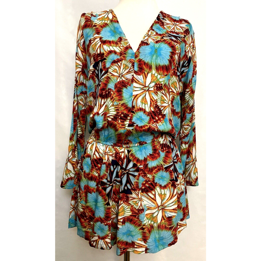 Bella do Luxo Romper Blue/browne Floral Women’s Size S/M Y2K